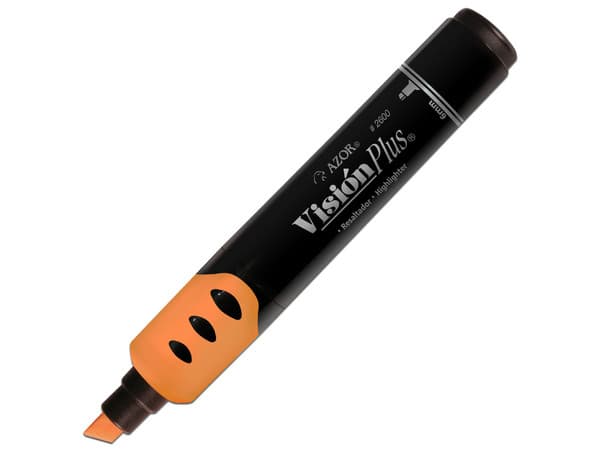 Paquete de Marcatextos Azor Visión Plus 2600, Punta tipo Cincel, 12 piezas, Color Naranja Fluorescente.
