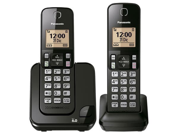 Teléfono Inalámbrico Digital Panasonic KX-TGC352MEB, pantalla 1.6" LED, Duo-Pack. Color Negro.