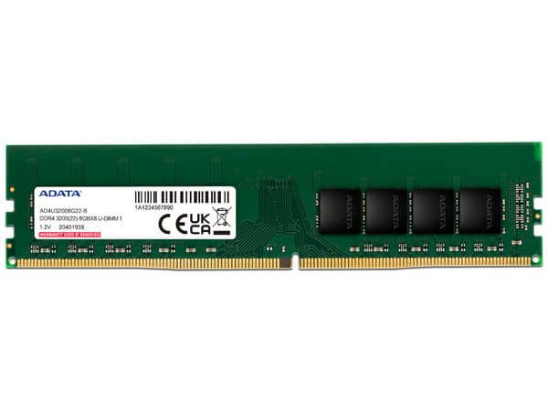 Memoria DIMM ADATA, DDR4 PC4-25600 (3200MHz), CL22, 8GB.