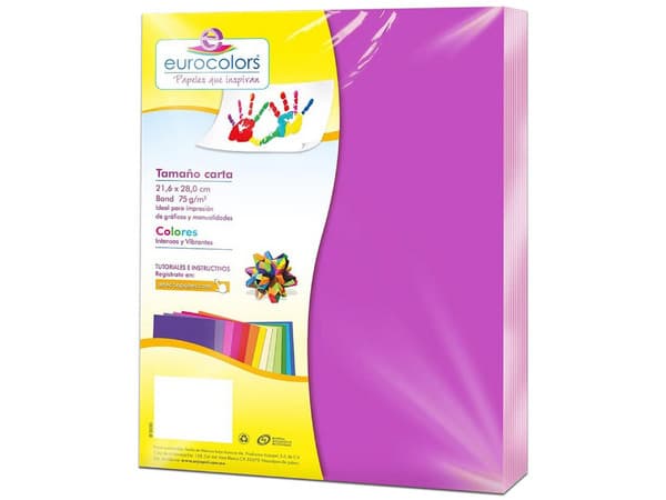 Papel cortado Eurocolors EC0009 tamaño Carta, 100 piezas. Color Morado.