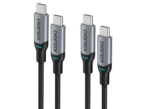 Paquete de 2 Cables CHOETECH de USB-C a USB-C, admite carga rápida PD de 100W, 1.8m. Color Gris.