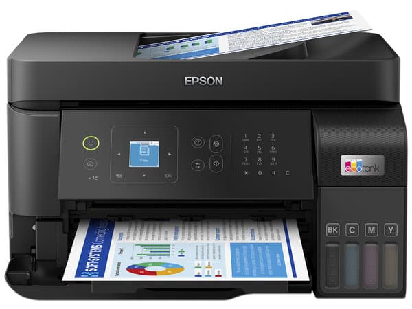 Multifuncional Epson EcoTank L5590 con Sistema de Tanques de Tinta, Impresora, Copiadora y Escáner, Wi-Fi, Ethernet, USB. Color Negro. (2 años de garantía)