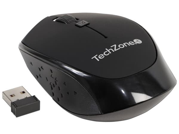 Mouse óptico inalámbrico TechZone TZ19MOU01-INA, receptor USB, Color Negro.