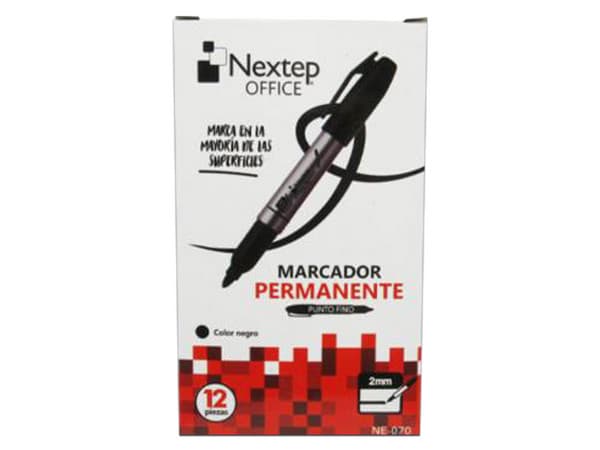 Marcadores Permanentes Nextep NE-070, Punta Fina, 2 Cajas x 12 Piezas, Color Negro.