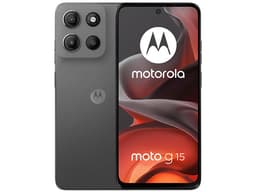 Smartphone Motorola Moto G15: Procesador Mediatek Helio G81 (hasta 2.0 GHz) , Memoria RAM de 4GB, Almacenamiento de 128GB, Pantalla LED Multi-Touch de 6.7" FHD+, Bluetooth, Wi-Fi, Cámara principal de 50MP, Android 14, Color Gris. - imagen 1