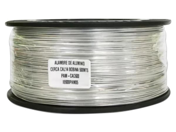 Bobina de Alambre Pamon PAM-CAC600 para Cerca Electrificada, Aluminio, Calibre 14, 500 m, Alta Conductividad, Anti-Oxidante.