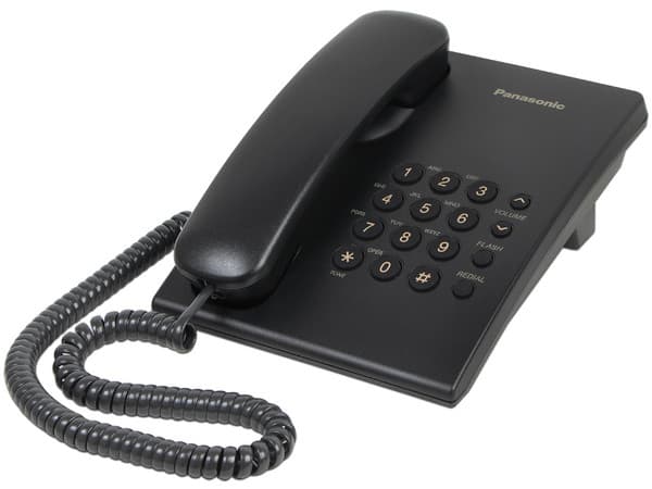 Teléfono Alámbrico Panasonic KX-TS500, Básico, una Linea, sin Memorias, Color Negro.