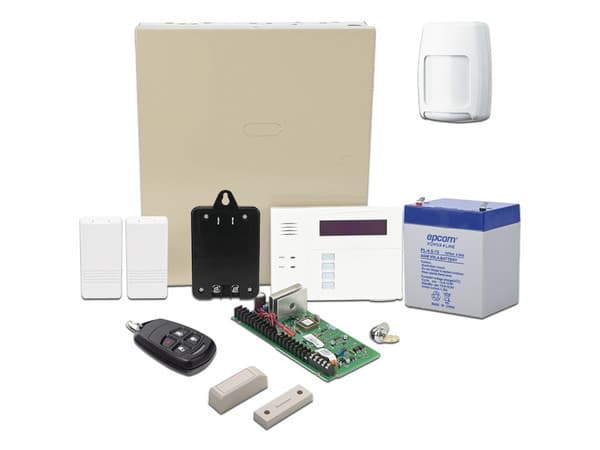 Kit Inalámbrico de panel VISTA48 con Teclado Alfanumérico 6160RF, Receptor para sensores Inalámbricos, Transformador, Batería, 2 Contactos Magnéticos 5816 con imán, 1 Sensor de Movimiento 5800PIR y un Control Remoto.