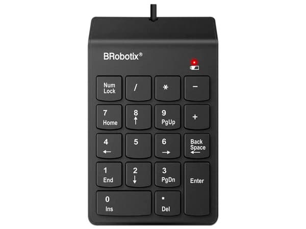 Teclado Numérico BRobotix 963234, 18 Teclas, USB. Color Negro.
