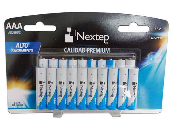 Pilas Nextep AAA Alcalinas LR03 1.5V, 20 Piezas.