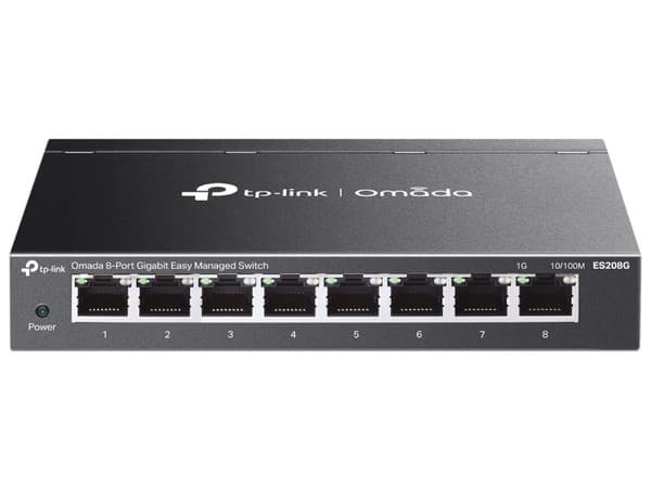 Switch TP-Link Omada ES208G de 8 puertos 10/100/1000Mbps, Administrable, Color Negro.