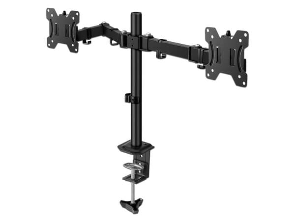 Soporte doble de escritorio TVC STV-215 para monitores de hasta 32", Inclinación 30 grados, Giro 180 grados.