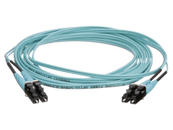 Jumper de Fibra Óptica Panduit Multimodo 50/125 OM4, LC-LC Dúplex, OFNR (Riser), Color Aqua, 20 Metros.