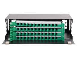Distribuidor de Fibra Óptica LinkedPro deslizable, con 48 adaptadores LC Duplex/LC Simplex o 48 SC Simplex, 3U, Color Negro. - imagen 1