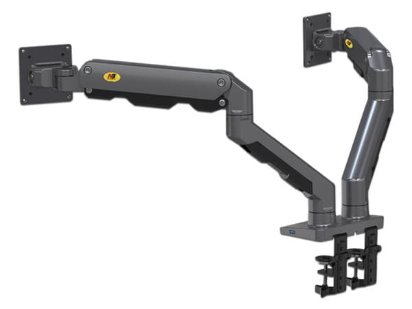 Soporte de Escritorio Epcom G65-NB para 2 Monitores de 27" a 34", Soporta hasta 16Kg por brazo. Color Negro.