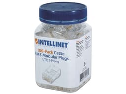 Plugs RJ-45 Intellinet, Cat 5e, UTP, Terminal de 2 puntas para cable multifilar, bote con 100 piezas. - imagen 1