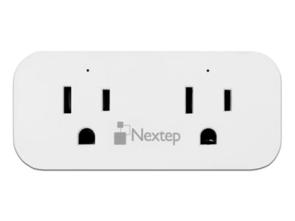 Enchufe Inteligente Nextep Smart NE-260D de doble tomacorriente, Wi-Fi. Color Blanco