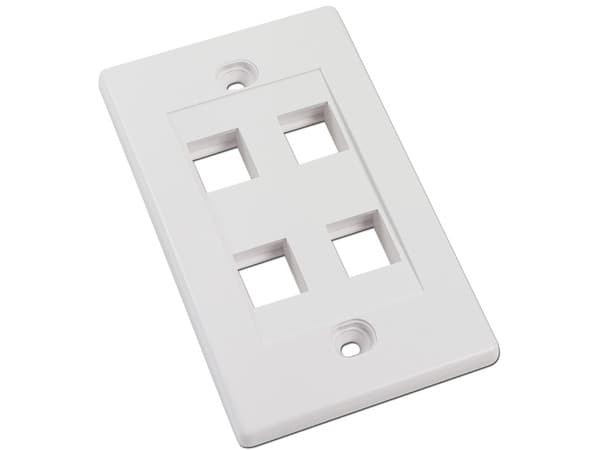 Tapa para caja, Montaje al ras, 4 salidas, Blanco.