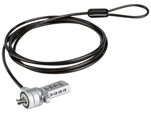 Cable de Seguridad TechZone TZCCL103 con Candado de Combinación de 4 Dígitos Para Laptop, 1.8m, Color Negro