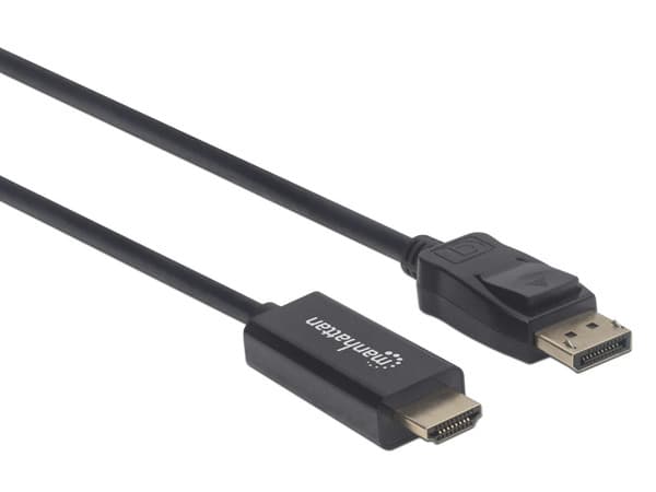 Cable de video Manhattan de DisplayPort (macho) a HDMI (macho), 1.8 metros.