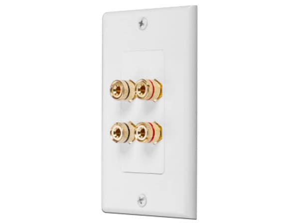 Placa de Pared Epcom EP-WP2S Postes de Unión Tipo Banana, Conexión para 2 Altavoces, Color Blanco.