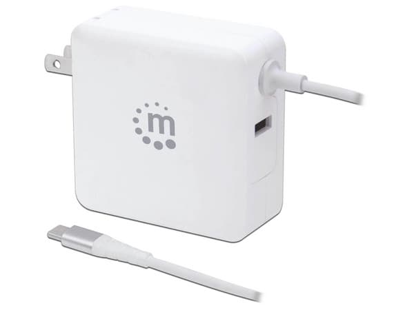 Cargador de energía USB Tipo C Manhattan 180245, 60W, . Color Blanco.