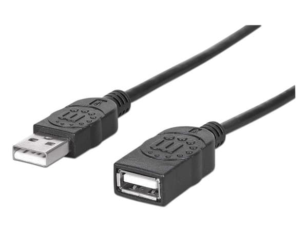 Cable USB Manhattan 308519, USB A a USB A (M-H), 1m, Color Negro.