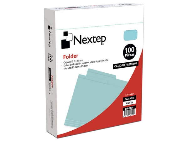 Folder Nextep NE-010A, Tamaño Carta, Caja con 100 Piezas, Color Azul.
