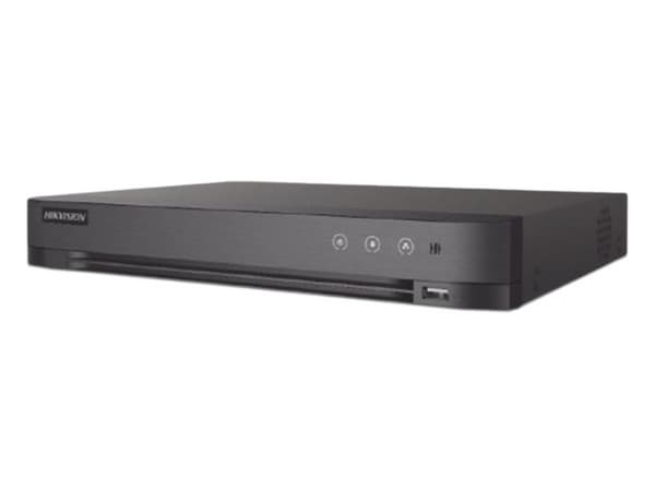 DVR Hikvision DS-7204HGHI-M1(T) de 4 Canales TurboHD, 1 canal IP de hasta 2MP, HDMI y VGA, 1 Bahia de Disco Duro (No Incluido), Color Negro.