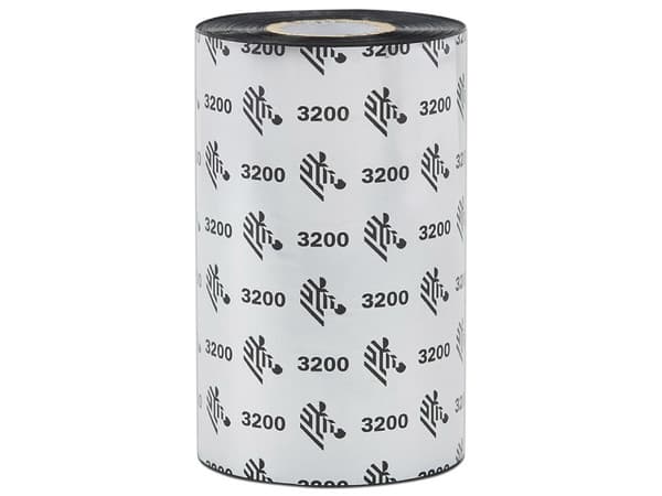 Cartucho de Cinta Zebra Ribbon 03200BK13145 de Cera Resina, 131mm x 450m. Compatible con Impresoras Industriales. Color Negro