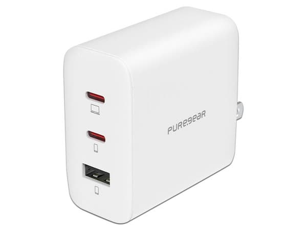 Cargador PureGear 72W, GaN, USB-C, 3 Puertos, Universal para Laptop y Móvil.