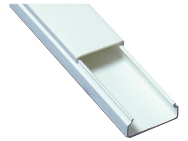 Canaleta Thorsman TMK-1020 de PVC para Cables, Tipo Bisagra, 1.1m. Color Blanco.