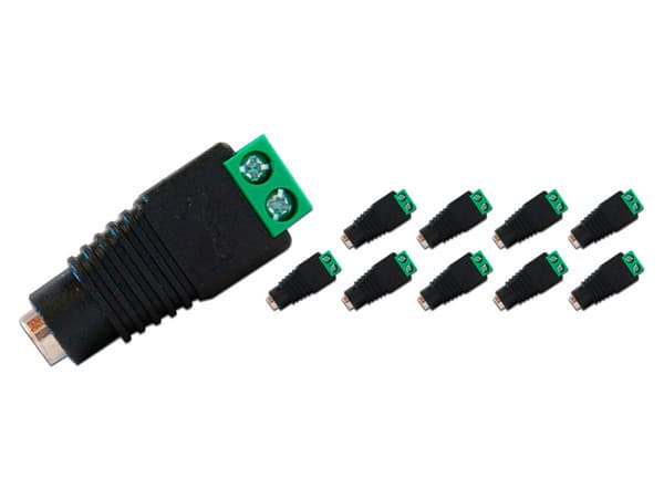 Paquete de 10 Conectores de Corriente Hembra Enson ENS-FC01 tipo Jack 3.5mm, para Cámaras CCTV, con Bloque polarizado.