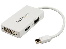 Adaptador Mini DisplayPort a VGA DVI y HDMI - Convertidor MiniDP todo-en-uno para MacBook - Blanco - imagen 1