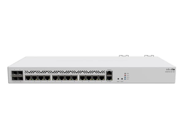 Router Mikrotik CCR2116-12G-4S+ de 12 puertos Gigabit Ethernet y 4 puertos SFP+ 10G.