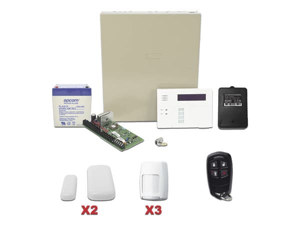 Kit de Panel de Alarma Inalámbrico Honeywell VISTA48, Incluye Teclado 6160RF, 2 Contactos 5800MINI, 3 Sensores de Movimiento 5800PIR, 1 Control Remoto 58344 y Batería de 4.5Ah.