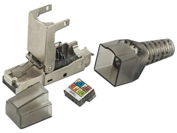 Plug Modular RJ-45 LinkedPRO, Cat6a, Blindado, Sin Herramienta (Tool-less). Color Gris.