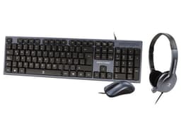 Teclado, Mouse y Audífonos Perfect Choice Combo para Oficina PC-201700 , USB, 3.5mm. Color Gris. (Teclado Versión en Español). - imagen 1