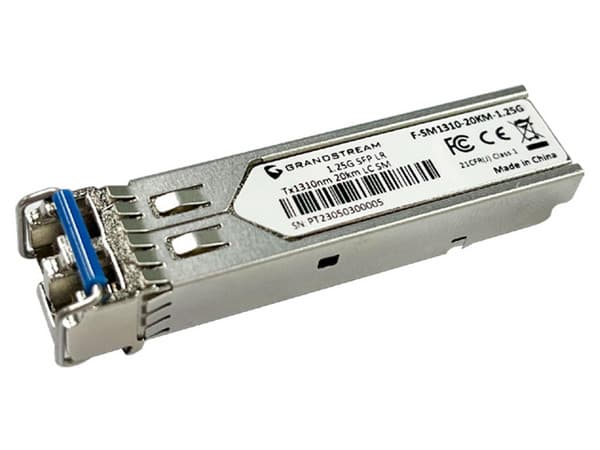 Modulo Transceptor Grandstream F-SM1310-20KM-1.25G, SFP, LC, 1250 Mbit/s, hasta 20km, 1310nm, Color Gris.