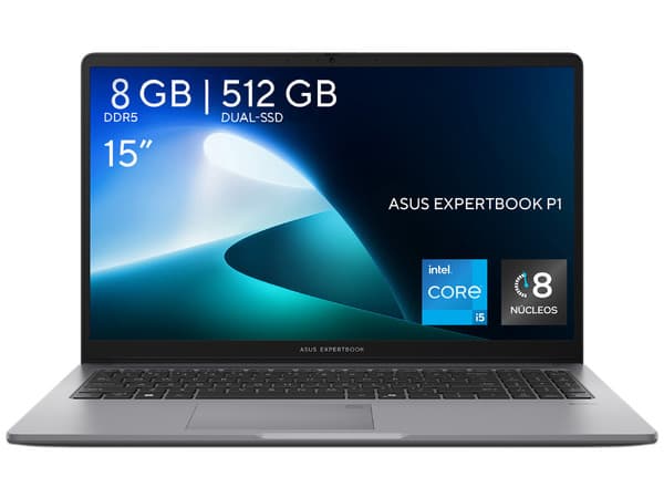 Laptop ASUS ExpertBook P1503CVA:Procesador Intel Core i5 13420H (hasta 4.6 Ghz),Memoria de 8GB DDR5, SSD de 512GB,Pantalla de 15.6" Full HD (1920 x 1080),Video UHD Graphics,S.O. Windows 11 Pro.