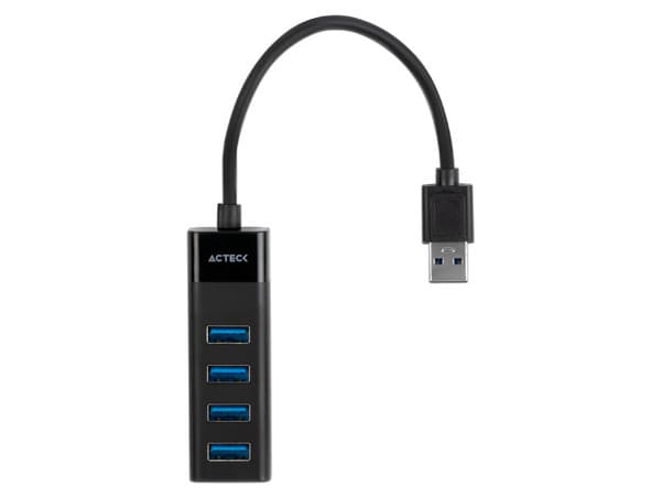 Hub USB Acteck X3 DH425 de 4 Puertos (Convierte 1 puerto USB-A 3.0 en 4). Color Negro.