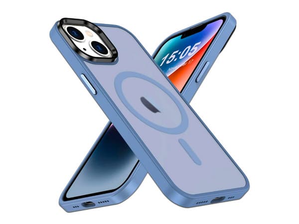 Funda protectora Tekku Matte Style para iPhone 15 Plus, Compatible con MagSafe, Color Azul.