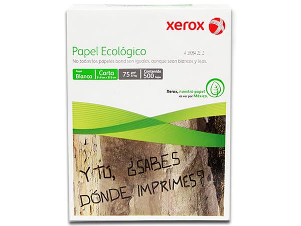 Papel Bond Ecológico Xerox tamaño Carta. Caja con 10 paquetes de 500 hojas.