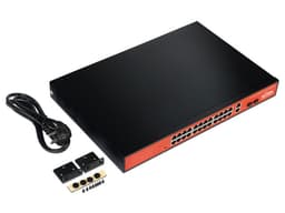 Switch No Administrable Wi-Tek WI-PS526G de 24 puertos 10/100/1000 Mbps y 2 puertos SFP, PoE. Color Negro / Naranja - imagen 3