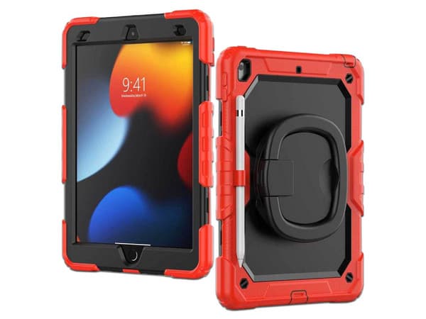 Funda Protectora TEKKU HandleD, Compatible Con iPad 9 de 10.2", Color Rojo.