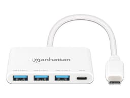 Hub USB-C Manhattan 3 Puertos, USB-C, USB-A y 1 Puerto Power Delivery, Color Blanco. - imagen 2