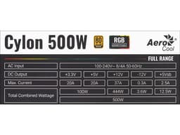 Fuente de Poder AeroCool Cylon RGB de 500W, ATX, 80 PLUS Bronze. - imagen 3