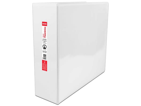Carpeta Acco Brillante 3" Aro "O" Tamaño Carta, Color Blanco.