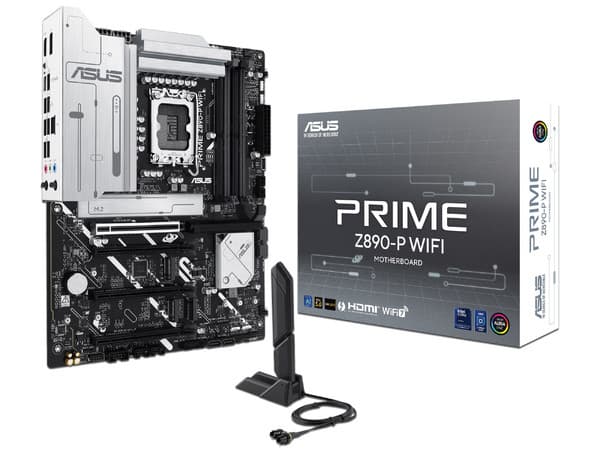 T. Madre ASUS PRIME Z890-P WIFI: Chipset Intel Z890,
Soporta: Procesadores Intel Core Ultra (serie 2), Socket LGA 1851,
Memoria: DDR5 8666/7200/6400MHz, 192GB Máx,
Integrado: AudioHD, Red, USB 3.2 y SATA 3.0, M.2,
ATX, Ptos: 1xPCIE5.0x16, 2xPCIE4.0x16