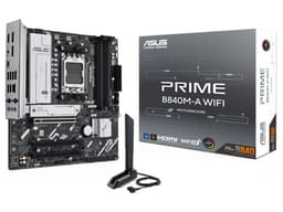 T. Madre ASUS PRIME B840M-A WIFI, Chipset AMD B840, Soporta: Procesadores AMD Serie 9000, 8000 y 7000, Socket AM5, Memoria: DDR5 7600/5600/4800MHz, 256GB Max,Integrado: Wi-Fi, USB, M.2, Micro-ATX, Ptos: 1xPCIE4.0x16. - imagen 1